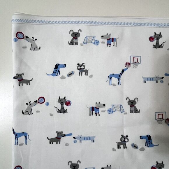 Kissy Kissy Dogs Playing Sports Pima Cotton Baby Receiving Blanket Lovey Blankie - Picture 2 of 15